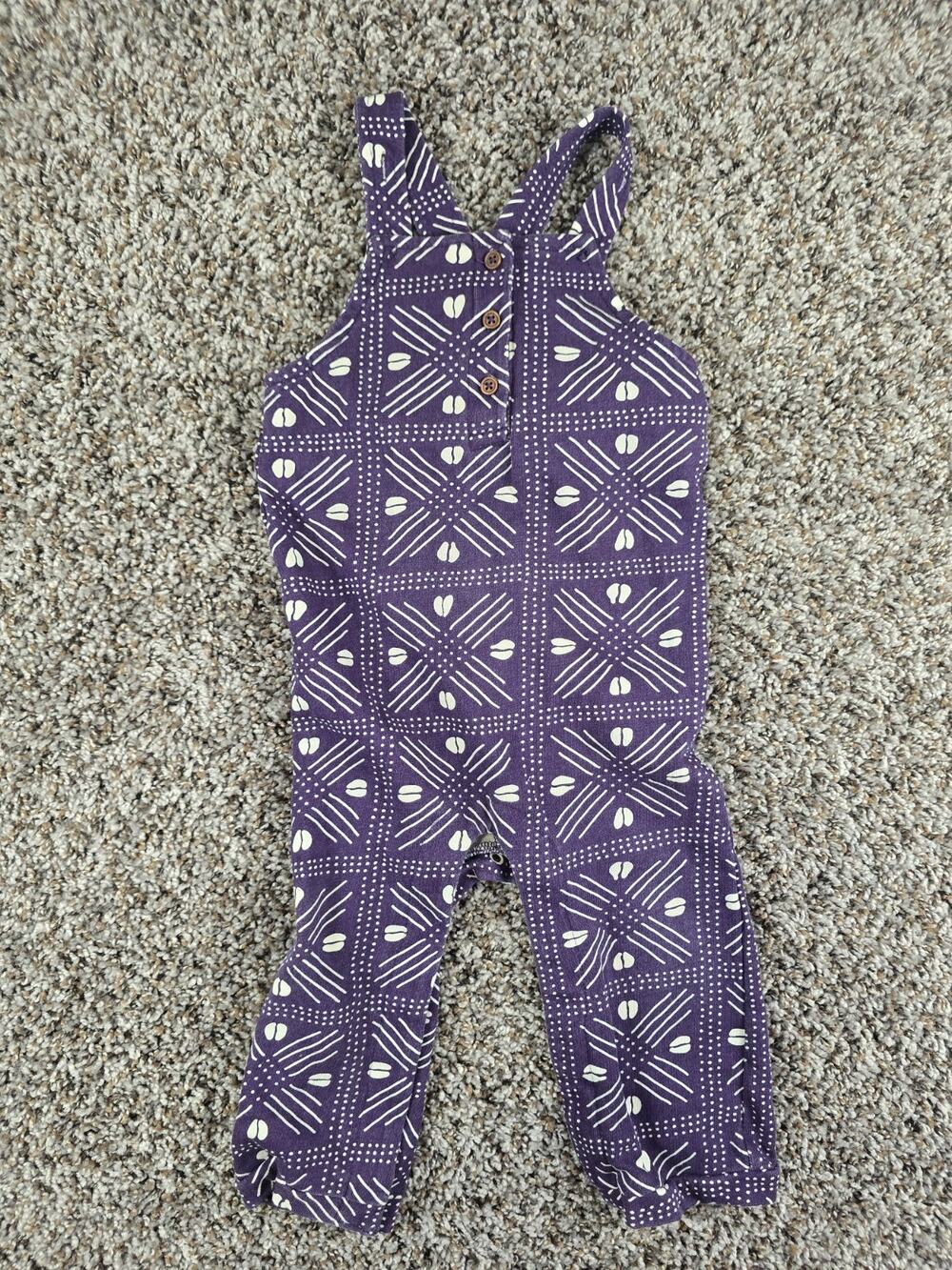 History Black Month Ade + Ayo Overalls Baby 12M 100% Cotton Purple Abstract